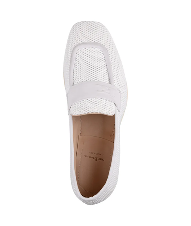 Kiton SS23 White Perforated Loafer With Embossed Monogram