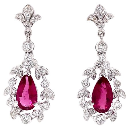 Ruby and Diamond Drop Earrings 7.67 Carats For Sale at 1stDibs