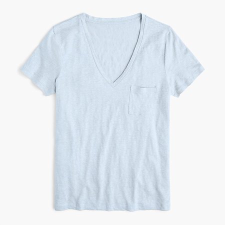 J.Crew: Linen V-neck Pocket T-shirt in Shale Blue