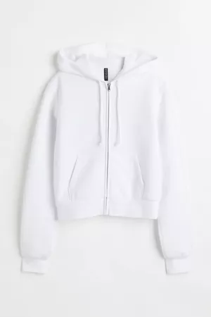Short Hooded Sweatshirt Jacket - White - Ladies | H&M US