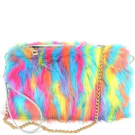 Bright Multi Faux Fur Pouch Bag | Google Shopping