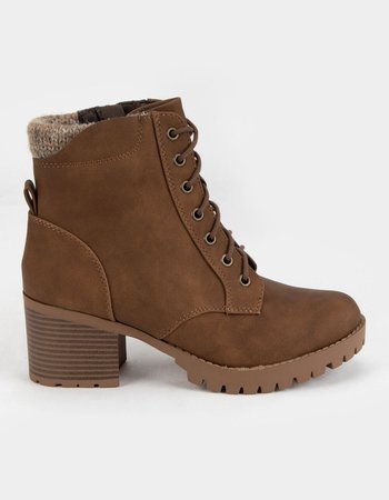 SODA Lace Up Womens Brown Booties - BROWN - 392456400 | Tillys