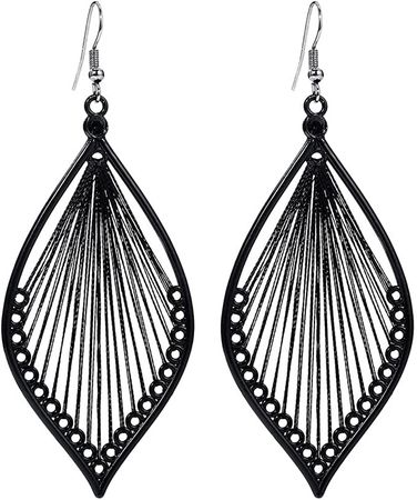 Amazon.com: Fdesigner Boho Woven Geometric Earrings Drop Black Jewelry Fashion Silk Earring Dangle for Women and Girls: Clothing, Shoes & Jewelry