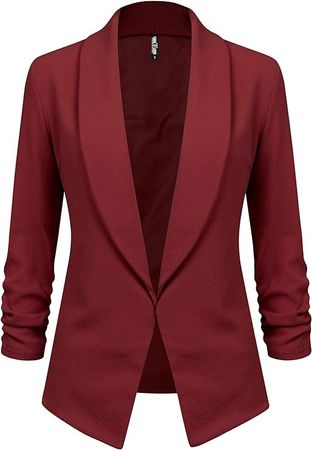 Lock and Love Women 3/4 Sleeve Blazer Open Front Cardigan Jacket Work Office Blazer at Amazon Women’s Clothing store
