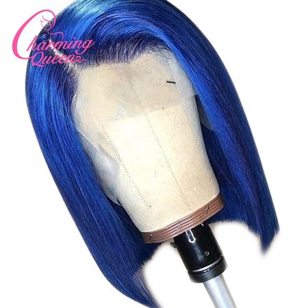 Colored BOB 13X4 Lace Front Human Hair Wigs Pre Plucked #613 Blonde BOB Yellow Red Blue Orange Brazilian Remy Straight Wig 180%|Human Hair Lace Wigs| - AliExpress