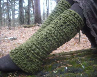Green Knitted Leg Warmers