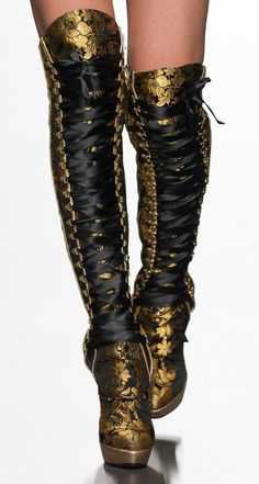 Gold and Black Boots