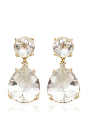 18k Yellow Gold Round & Pear Drop Earring With White Topaz & Diamonds By Jamie Wolf | Moda Operandi