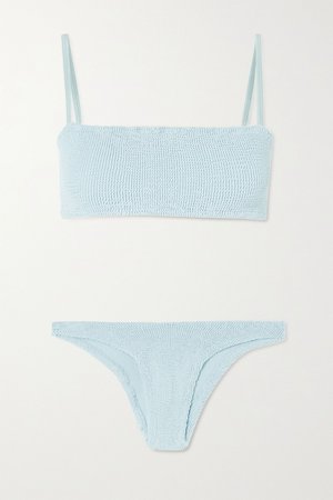 Sky blue Gigi seersucker bikini | Hunza G | NET-A-PORTER