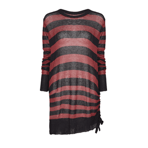 Insanity Black/Red Striped Sweater Jumper by Punk Rave