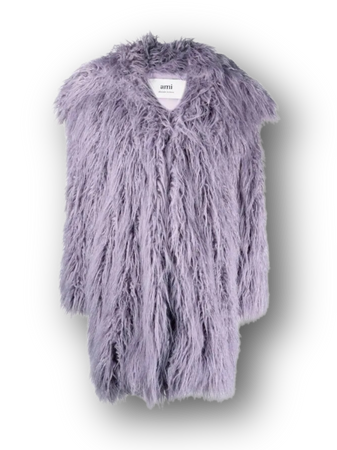 AMI Paris faux-fur oversize coat purple