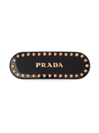 Prada logo-print studded hair clip - FARFETCH