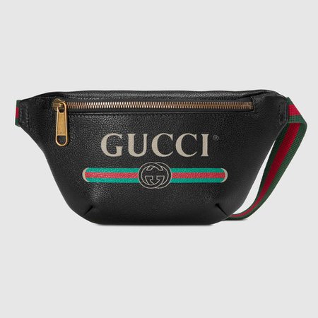black leather Gucci Print small belt bag | GUCCI® US
