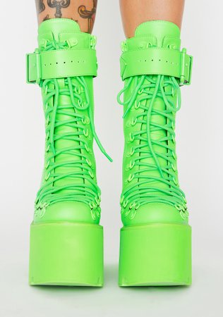 Club Exx Neon Green Traitor Boots | Dolls Kill
