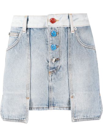 Off-White Faded Panelled Denim Skirt - Farfetch