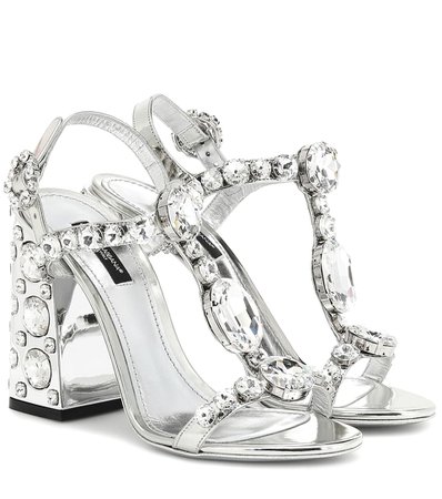 Dolce & Gabbana - Embellished leather sandals | Mytheresa