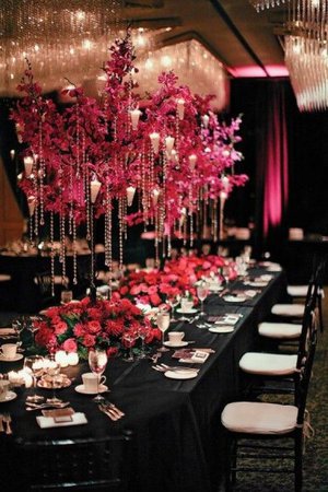 Black & Pink Wedding Reception