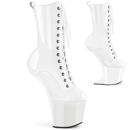 heelless white boots
