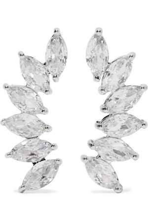 Kenneth Jay Lane | Rhodium-plated cubic zirconia earrings | NET-A-PORTER.COM