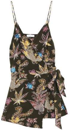 Wrap-effect Printed Cady Playsuit