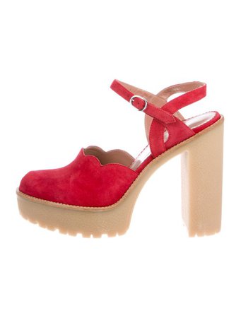 Red Valentino Suede Slingback Platform Sandals - Shoes - WRE37198 | The RealReal