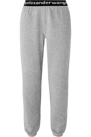 T by Alexander Wang | Intarsia-trimmed stretch cotton-blend corduroy tapered track pants | NET-A-PORTER.COM
