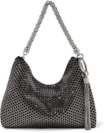Callie Crystal-embellished Suede Shoulder Bag - Black