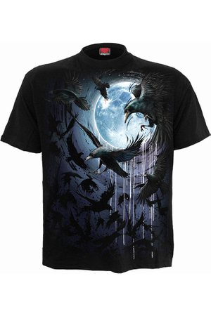 Crow Moon Men's Black Gothic T-Shirt by Spiral Direct