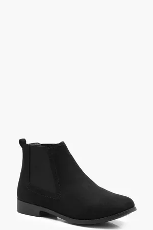 Suedette Flat Chelsea Boots | Boohoo UK