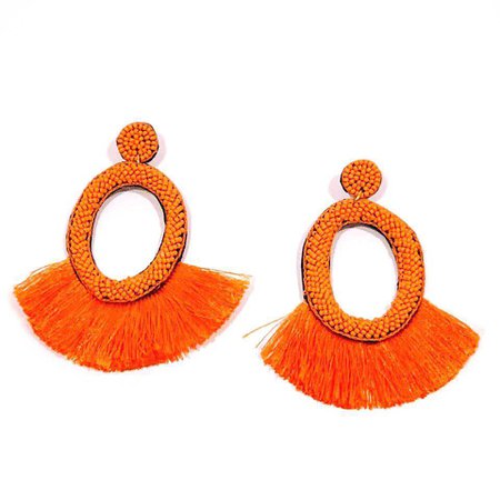 orange tassel earrings