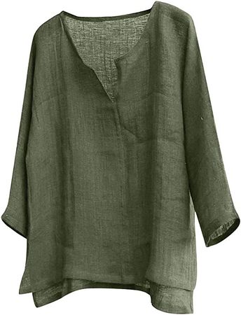 Men Cotton Linen Henley Shirts Hippie Baggy Breathable 3/4 Sleeve Blouse Summer Casual V Neck Beach Yoga Tunic Tops Army Green, X-Large at Amazon Men’s Clothing store