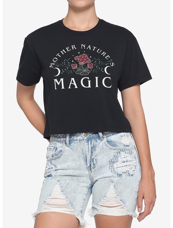Mother Nature's Magic Mushroom Girls Crop T-Shirt