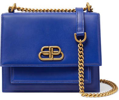 Sharp S Leather Shoulder Bag - Bright blue