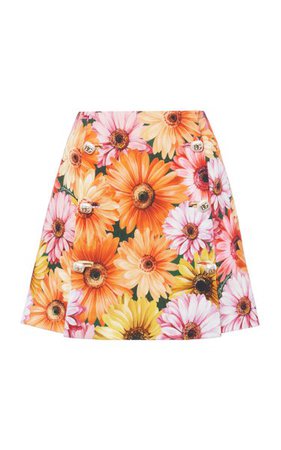 Button-Front Floral Cady Mini Skirt By Dolce & Gabbana | Moda Operandi