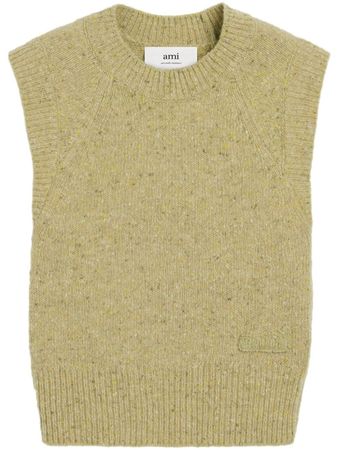AMI Paris speckled-knit Virgin wool-blend Vest - Farfetch