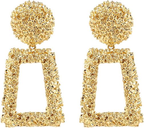 Amazon.com: Gold Statement Geometric Dangle Earrings, Big Rectangle Drop Earrings for Women & Fashion Large Stud Earrings for Girls (A1-Gold): Clothing, Shoes & Jewelry