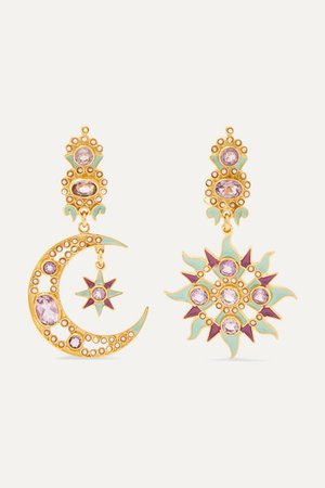 Percossi Papi | Gold-plated enamel, amethyst and pearl earrings | NET-A-PORTER.COM