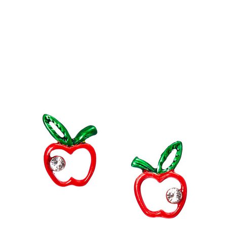 Sterling Silver Crystal Apple Earrings | Claire's US