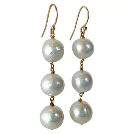 Marina J. Pearl and Solid 14k Yellow Gold Earrings For Sale at 1stDibs