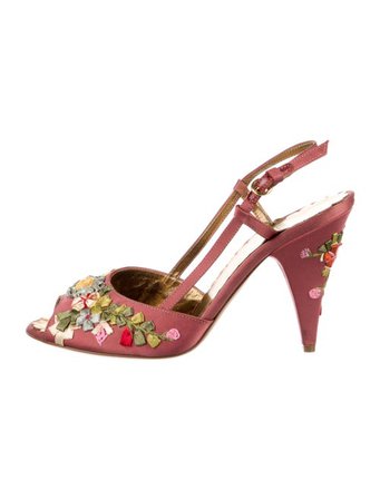 Moschino Cheap and Chic Embroidered burgundy Accent Slingback Sandals - Purple Sandals, Shoes - WMO34916 | The RealReal