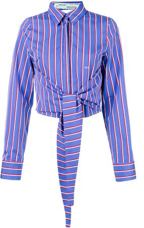 tie-waist striped shirt