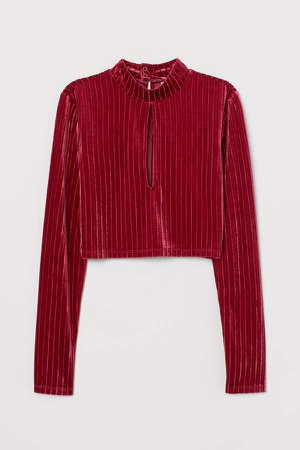 Top with Stand-up Collar - Red