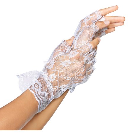 White Lace Fingerless Gloves | Party City