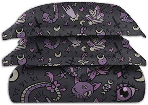 TURSHEOW Bedding Sets 3 Piece Purple Black Goth Spooky Print Ultra Soft Breathable Washable 100% Microfiber Collection 3pc (1 Duvet Cover + 2 Pillowcases): Amazon.ca: Home & Kitchen