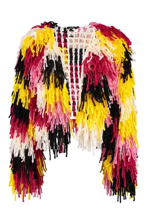 Caitlin Multi Coloured Shaggy Knitted Cardigan | Boohoo
