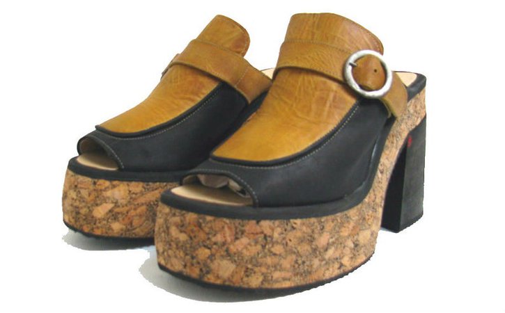 Cork Platform Sandals Vintage Womens Destroy Mustard Yellow | Etsy