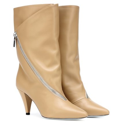 Zipped leather ankle boots