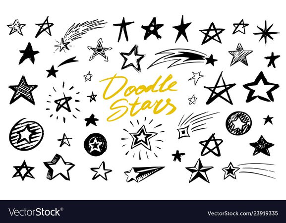 Set star signs doodle style collection of Vector Image