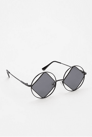 round frame diamond shaped sunglasses