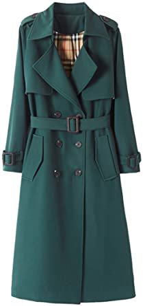 Amazon.com: CHARTOU Women's Elegant Slim Fit Double Breasted Belted Long Trench Coat Cardigan : Clothing, Shoes & Jewelry
